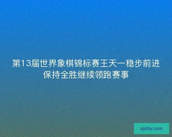 第13届世界象棋锦标赛王天一稳步前进保持全胜继续领跑赛事